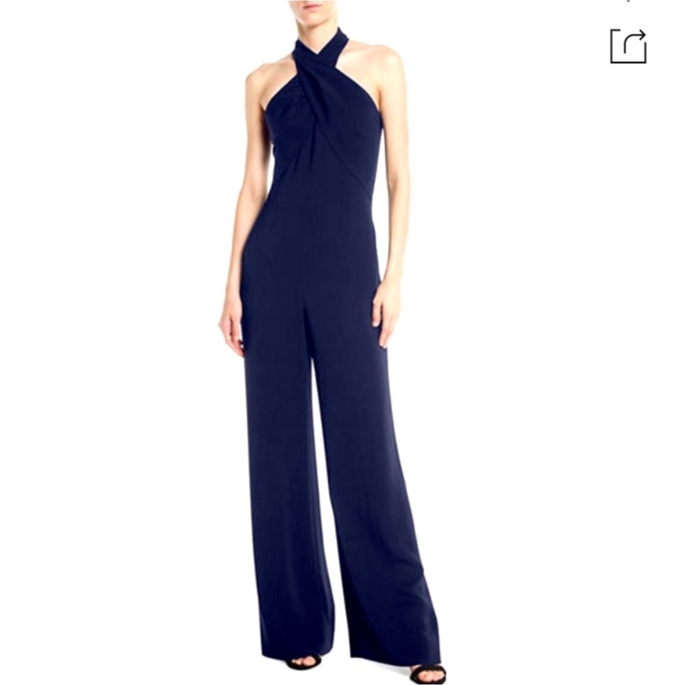 NWT Kobi Halperin Midnight Blue Twist-Halter Jumpsuit